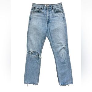 Agolde Riley Light Wash High Rise Distressed Jeans Denim Size 25
